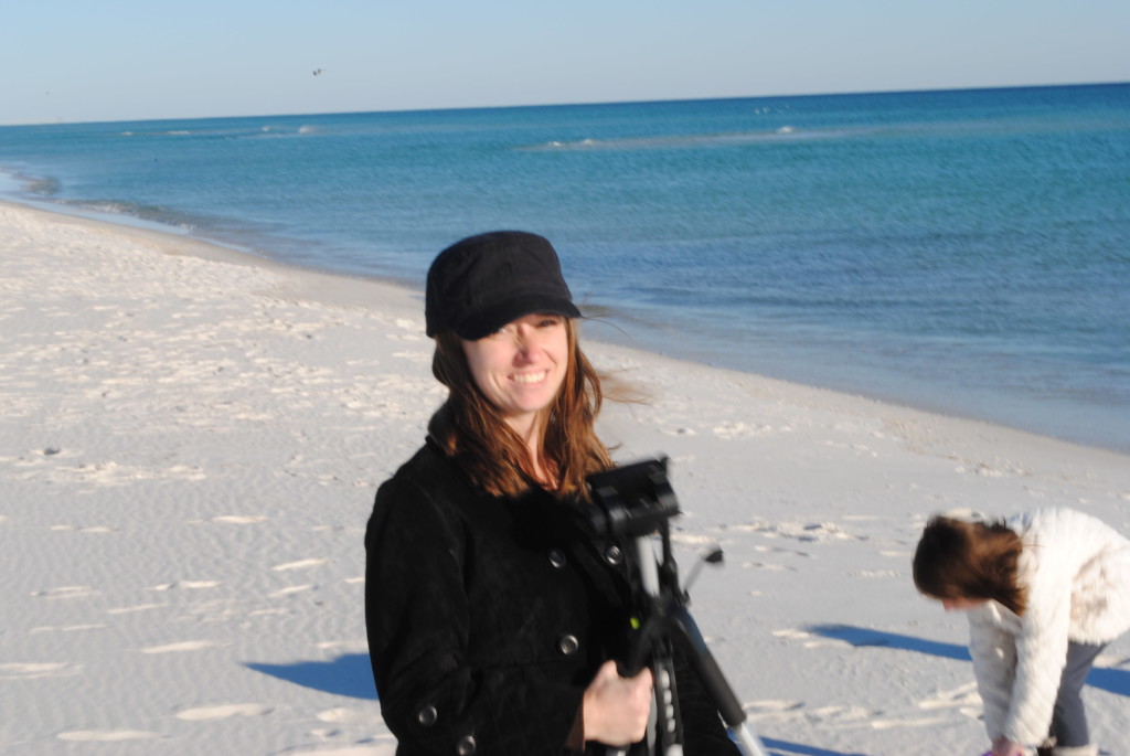 Getting the tripod ready to pictures of Navarre Beach